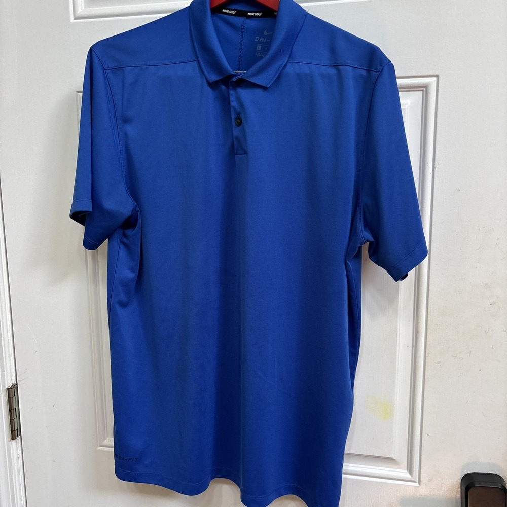 Nike Golf Dri-FIT Men's Solid Blue Polo Shirt Large - Picture 1 of 5